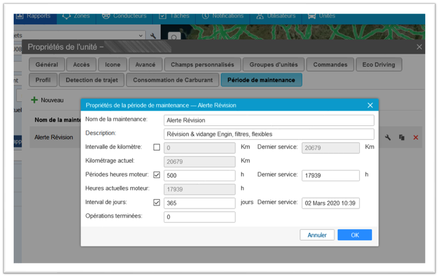 planning revision engins de chantier